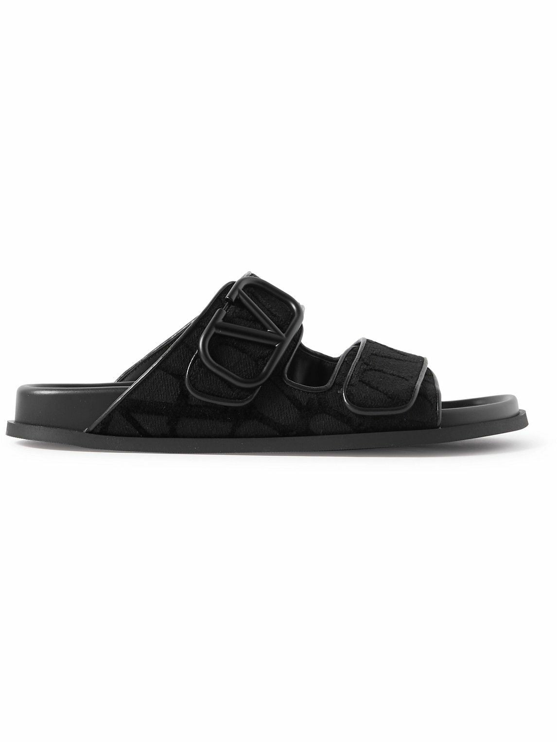 Valentino Garavani Iconographe Logo Jacquard Canvas Sandals - Black